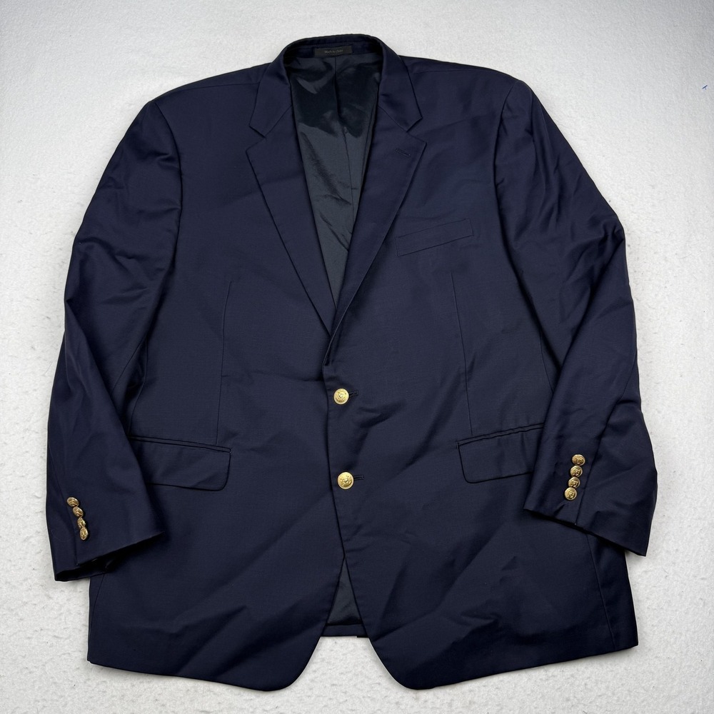 Lauren Ralph Lauren Blazer Mens 48 Blue Wool Gold Button Sport Coat Jacket
